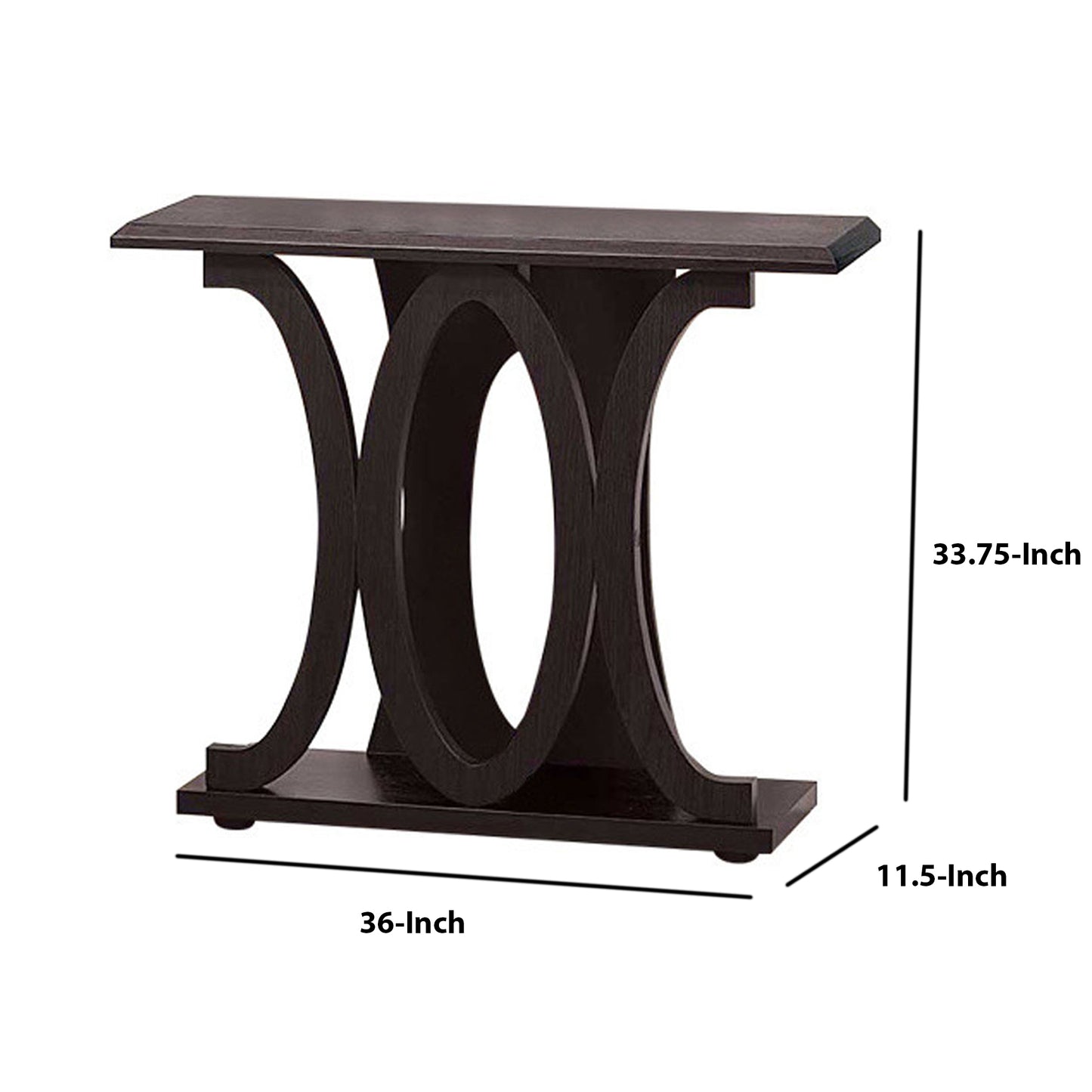 Stylish Console Table With Base Shelf, Dark Brown By Benzara | Console Tables | Modishstore - 5