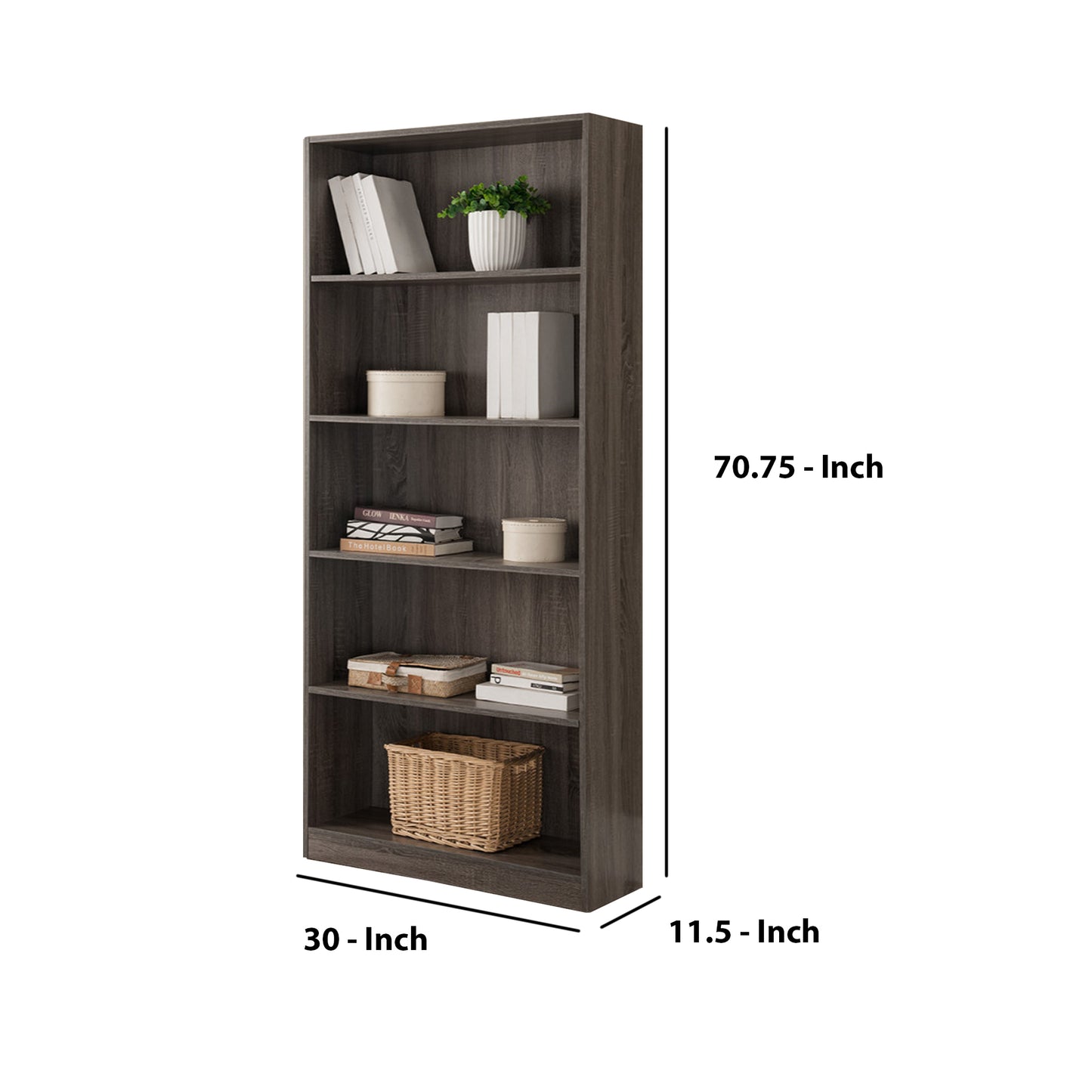 Splendid Space Efficient Bookcase, Gray By Benzara | Bookcases | Modishstore - 6
