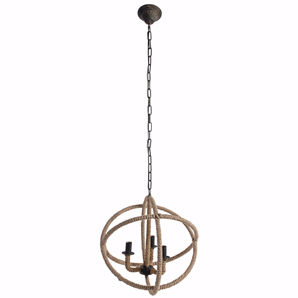 Impressive Cade-3 Light Roped Chandelier By Benzara | Chandeliers | Modishstore