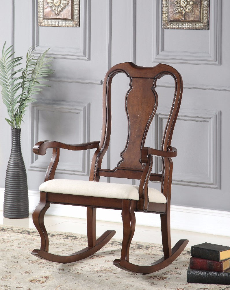 Sheim Rocking Chair, Cream And Brown By Benzara | Rocking Chairs | Modishstore