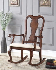 Sheim Rocking Chair, Cream And Brown  By Benzara
