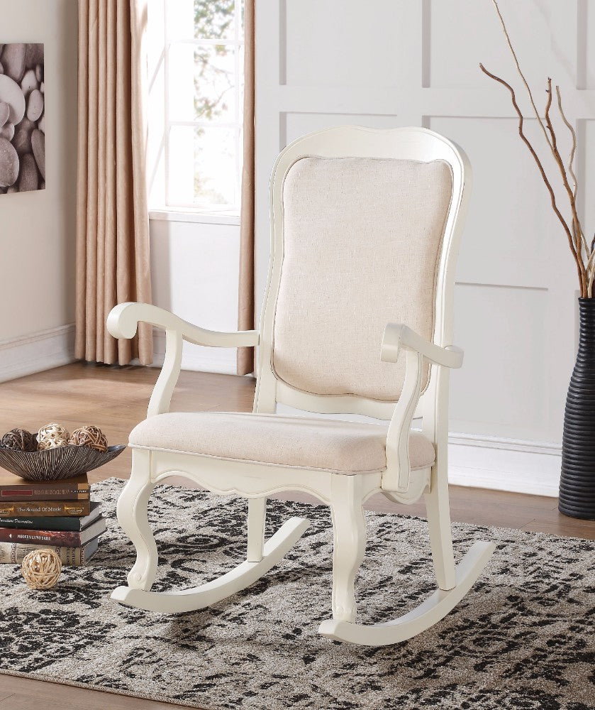 Sharan Rocking Chair, White By Benzara | Rocking Chairs | Modishstore