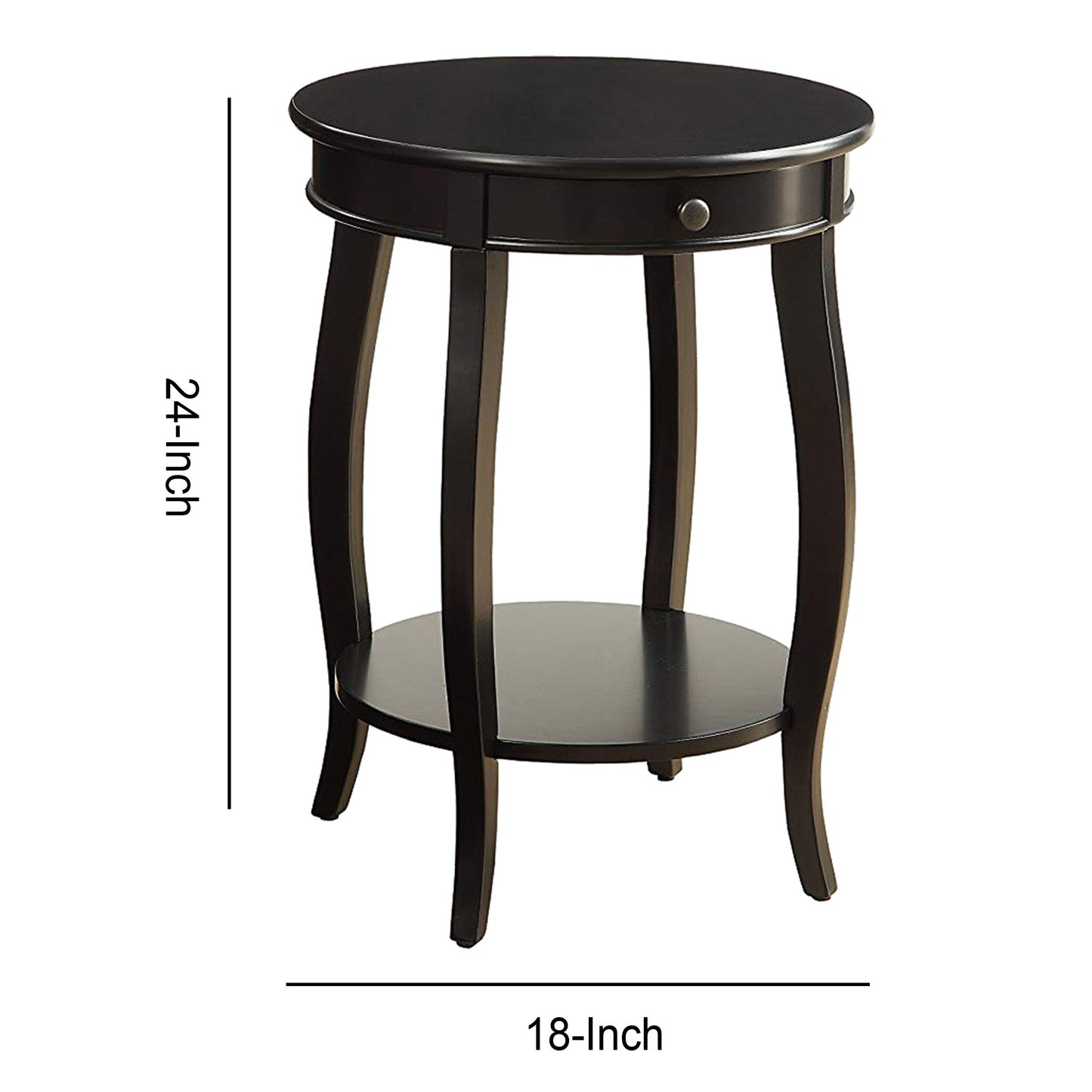 1 Drawer Round Shape Wooden End Table With Cabriole Legs, Espresso Brown By Benzara | End Tables | Modishstore - 6