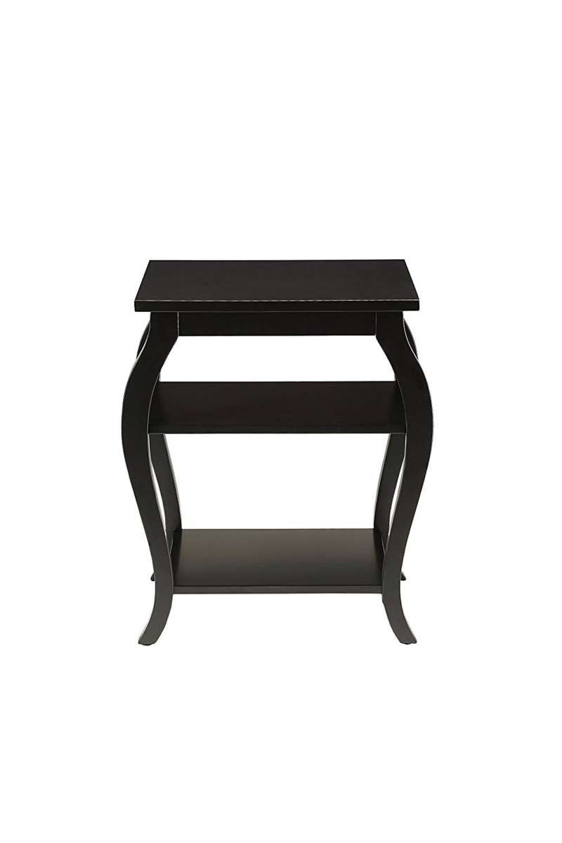 Wooden End Table With 2 Open Shelves And Cabriole Legs, Black  By Benzara | Side Tables |  Modishstore  - 2