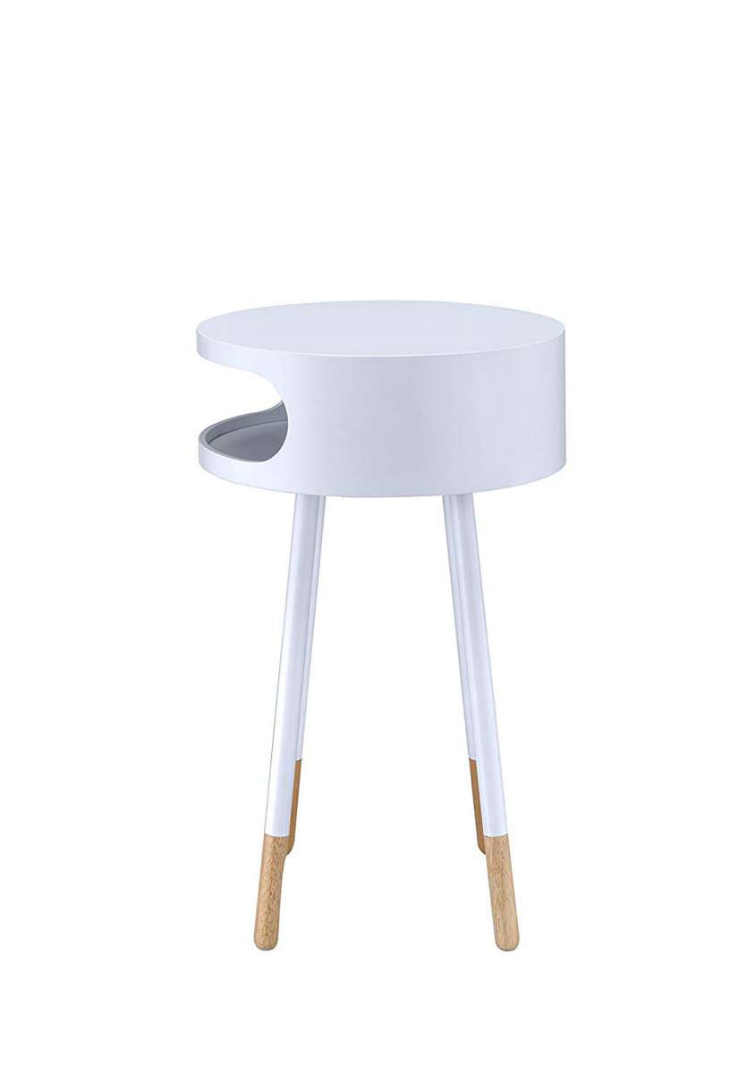 Wooden Round End Table With Open Storage Compartment, Blue By Benzara | Side Tables | Modishstore - 9