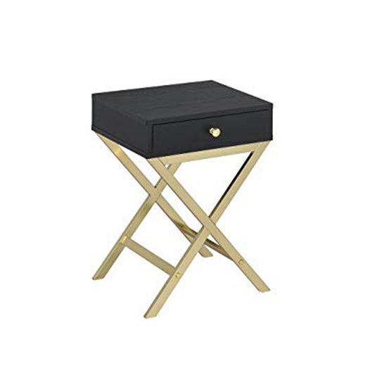 Stylish Side Table, Black & Gold  By Benzara | Side Tables |  Modishstore 