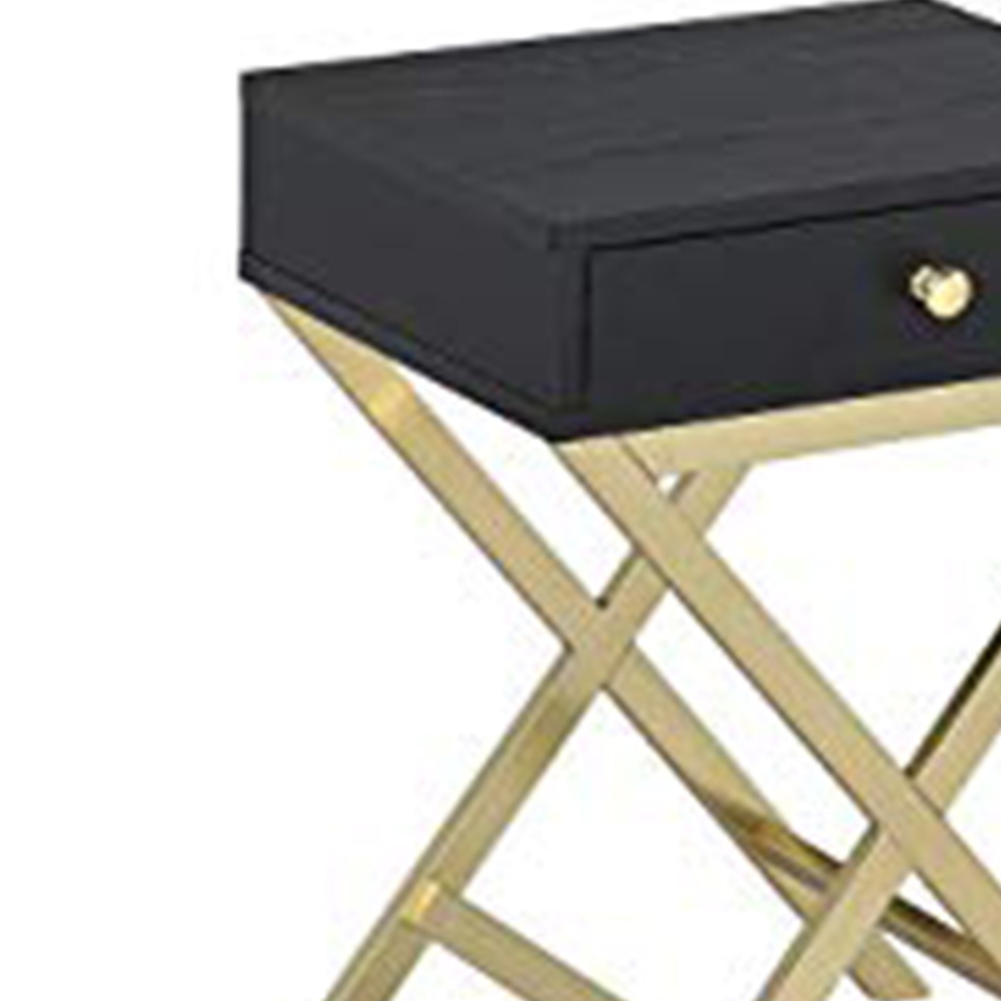 Stylish Side Table, Black & Gold  By Benzara | Side Tables |  Modishstore  - 3