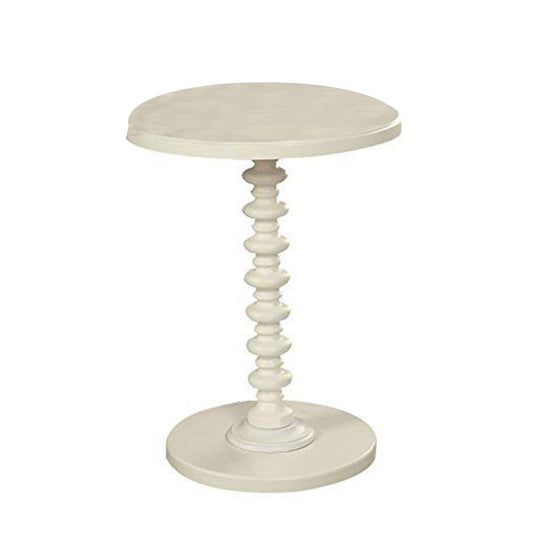22 Inch Round Wooden Side Table With Turned Base, White  By Benzara | Side Tables |  Modishstore 