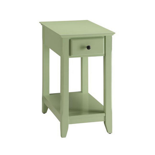 23" Rectangular Wooden Side Table With 1 Drawer, Green  By Benzara | Side Tables |  Modishstore 