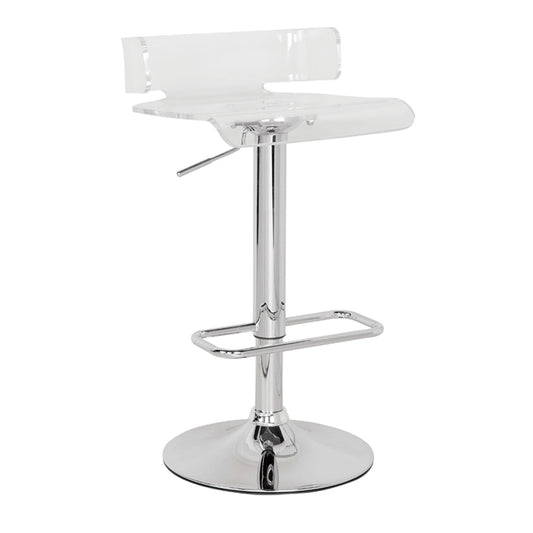 Smart Looking Adjustable Stool With Swivel, Clear & Chrome  By Benzara | Bar Stools |  Modishstore 