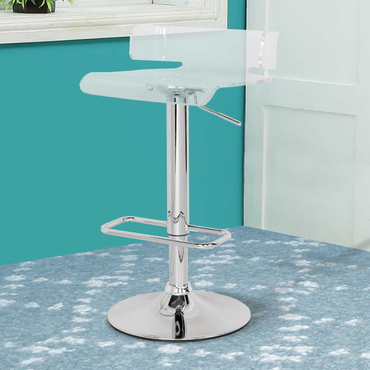 Smart Looking Adjustable Stool With Swivel, Clear & Chrome  By Benzara | Bar Stools |  Modishstore  - 2