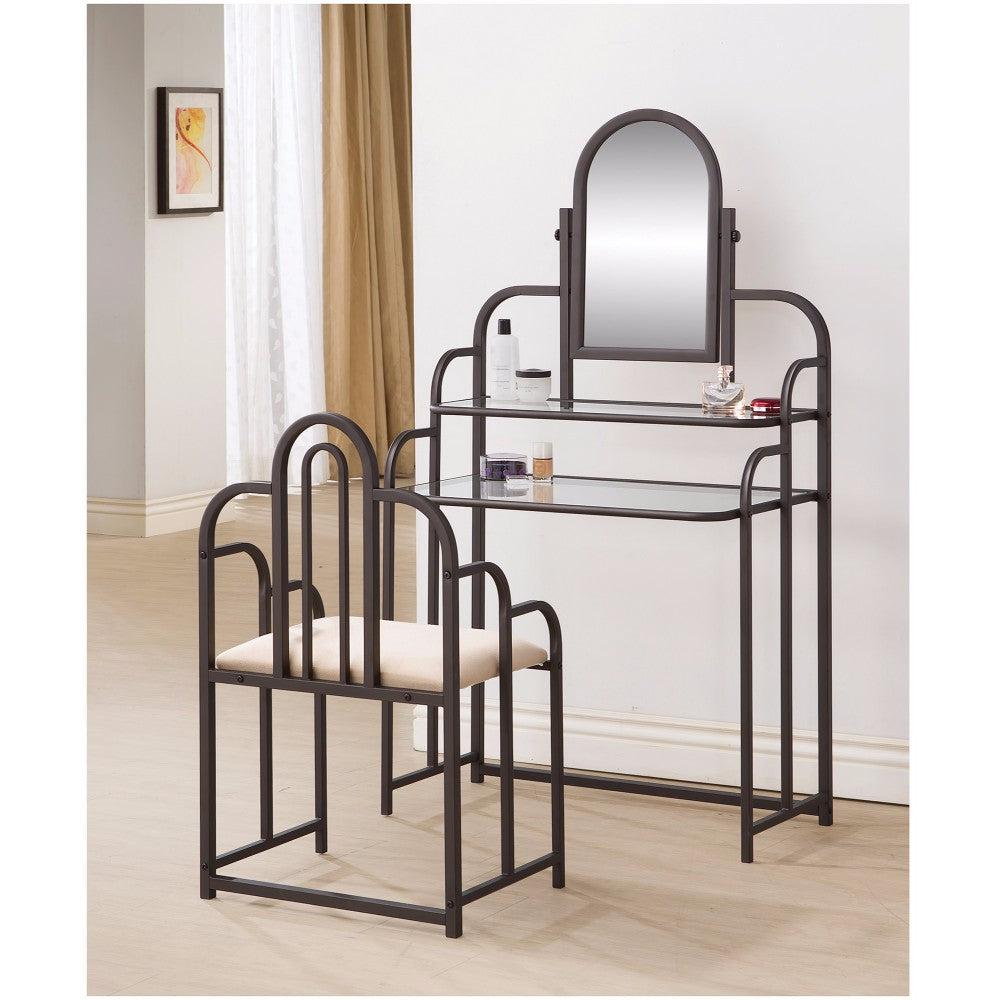 Opulent Two Piece Traditional Vanity Set, Brown By Benzara | Bedroom Sets | Modishstore
