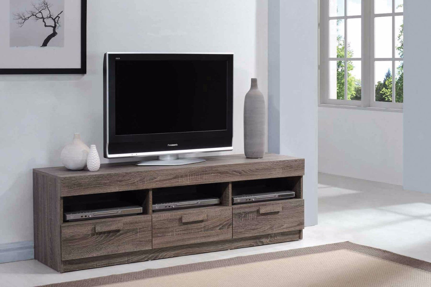 Amiable Tv Stand, Rustic Oak Brown By Benzara | TV Stands | Modishstore