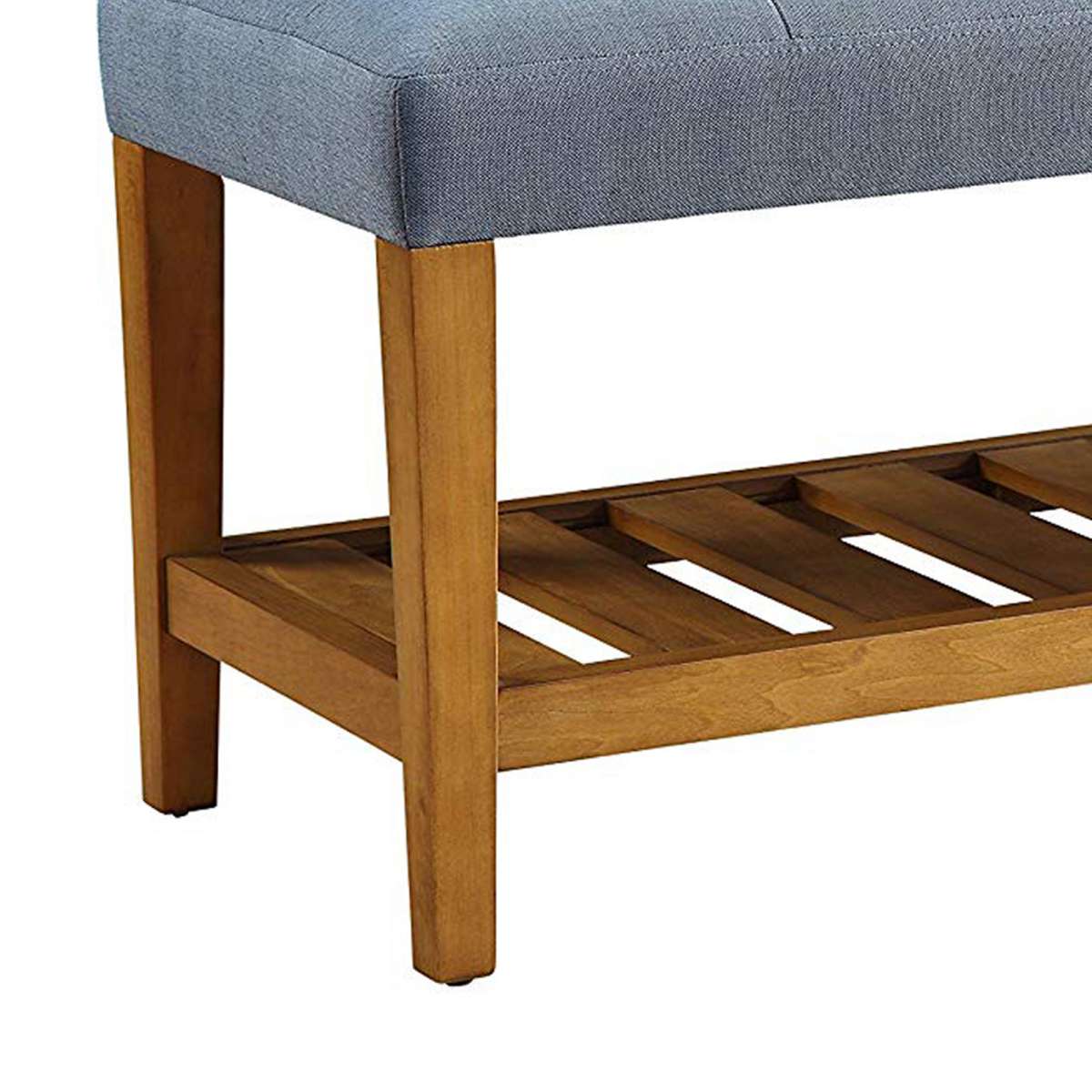 Wooden Bench, Blue & Oak By Benzara | Stools & Benches | Modishstore - 5