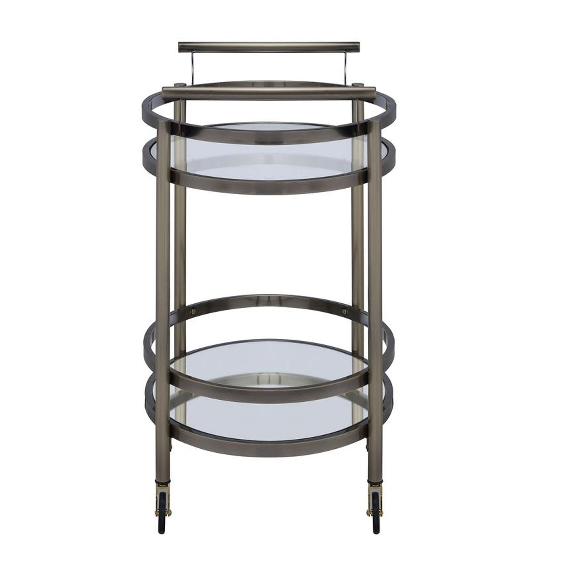 Oval Shaped Metal Serving Cart With 2 Shelves, Silver  By Benzara | TV Tray Tables |  Modishstore  - 4