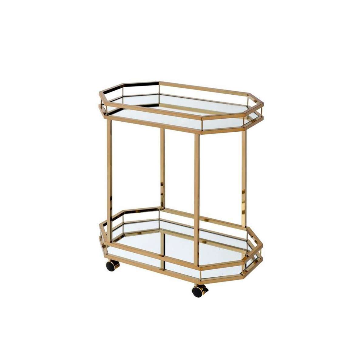 Metal Serving Cart, Mirror & Gold By Benzara | Bar Carts | Modishstore - 6