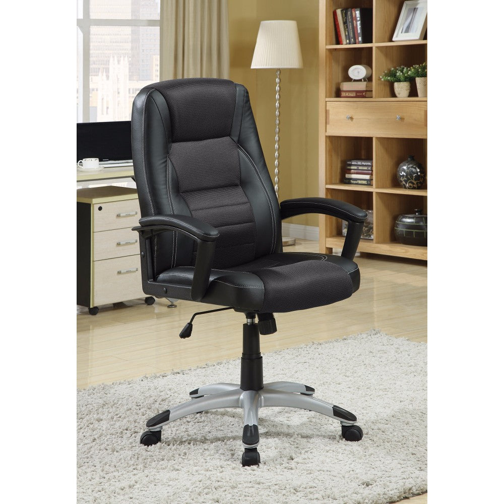 Leather & Mesh, Modern High-Back Executive Desk Chair, Black By Benzara | Office Chairs | Modishstore