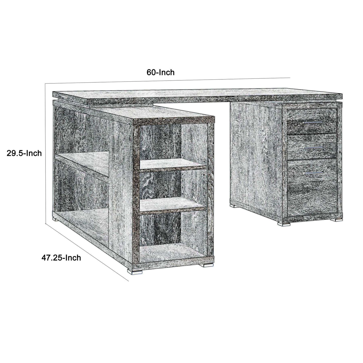 Modern Style Wooden Office Desk, Gray By Benzara | Desks |  Modishstore  - 5