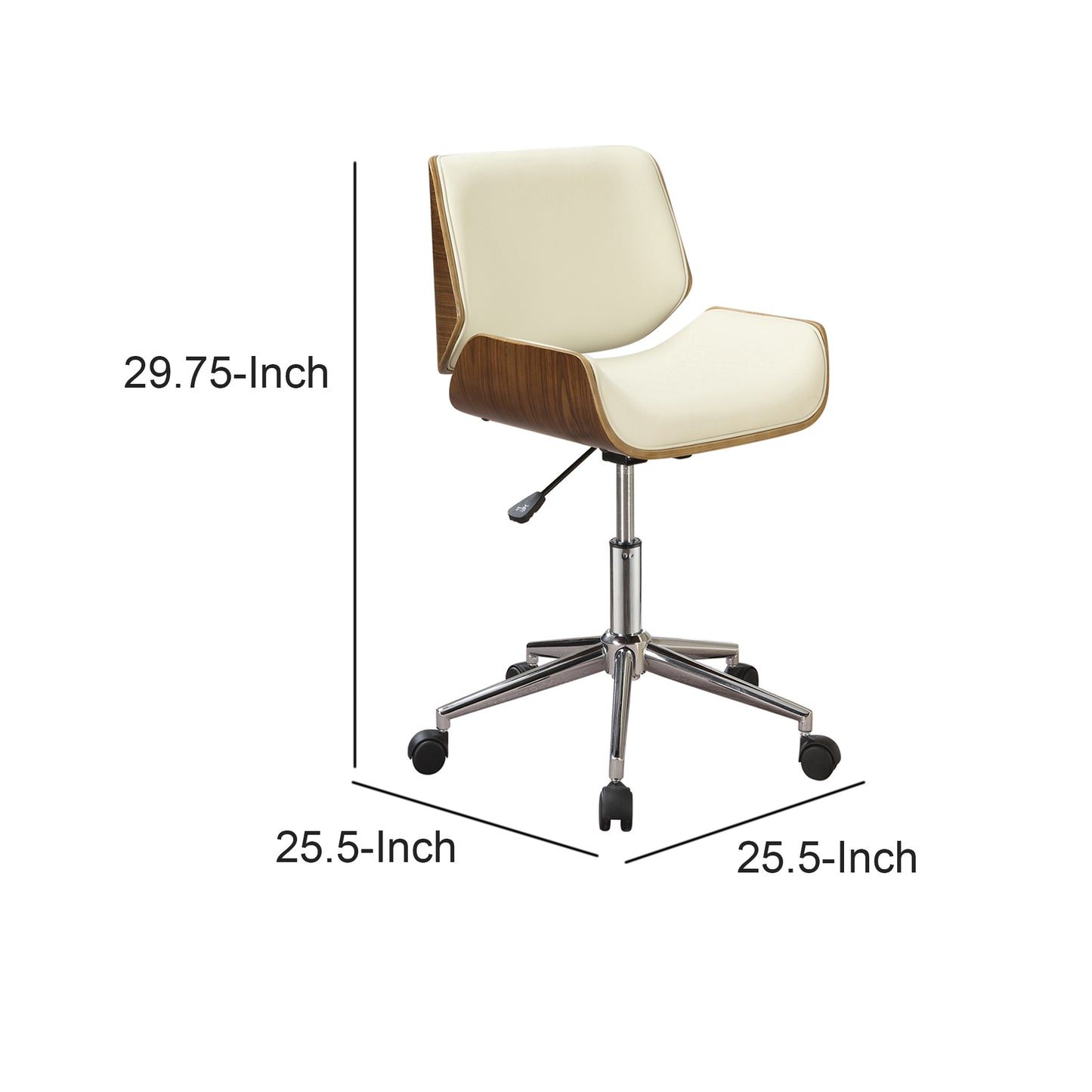 Contemporary Small-Back Home Office Chair, Beige/Walnut By Benzara | Office Chairs | Modishstore - 6