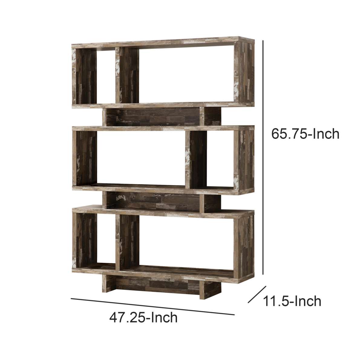 Rustically Charmed Wooden Open Bookcase, Brown By Benzara | Bookcases | Modishstore - 5