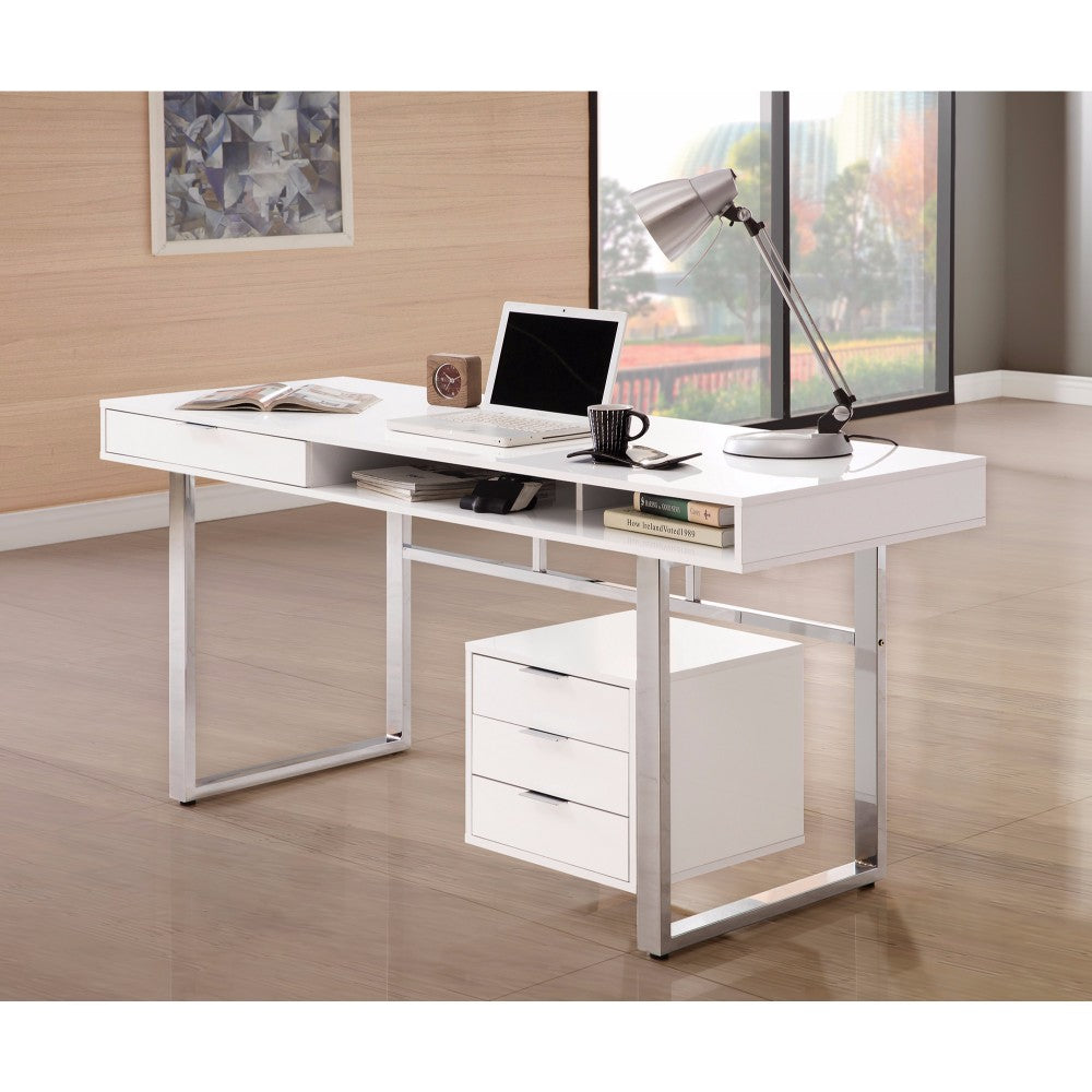 Contemporary Style Wooden Writing Desk, White By Benzara | Desks | Modishstore