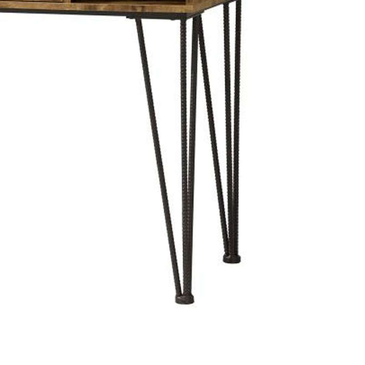 Mid Century Modern Wooden Writing Desk And 1 Drawer, Brown  By Benzara | Desks |  Modishstore  - 4