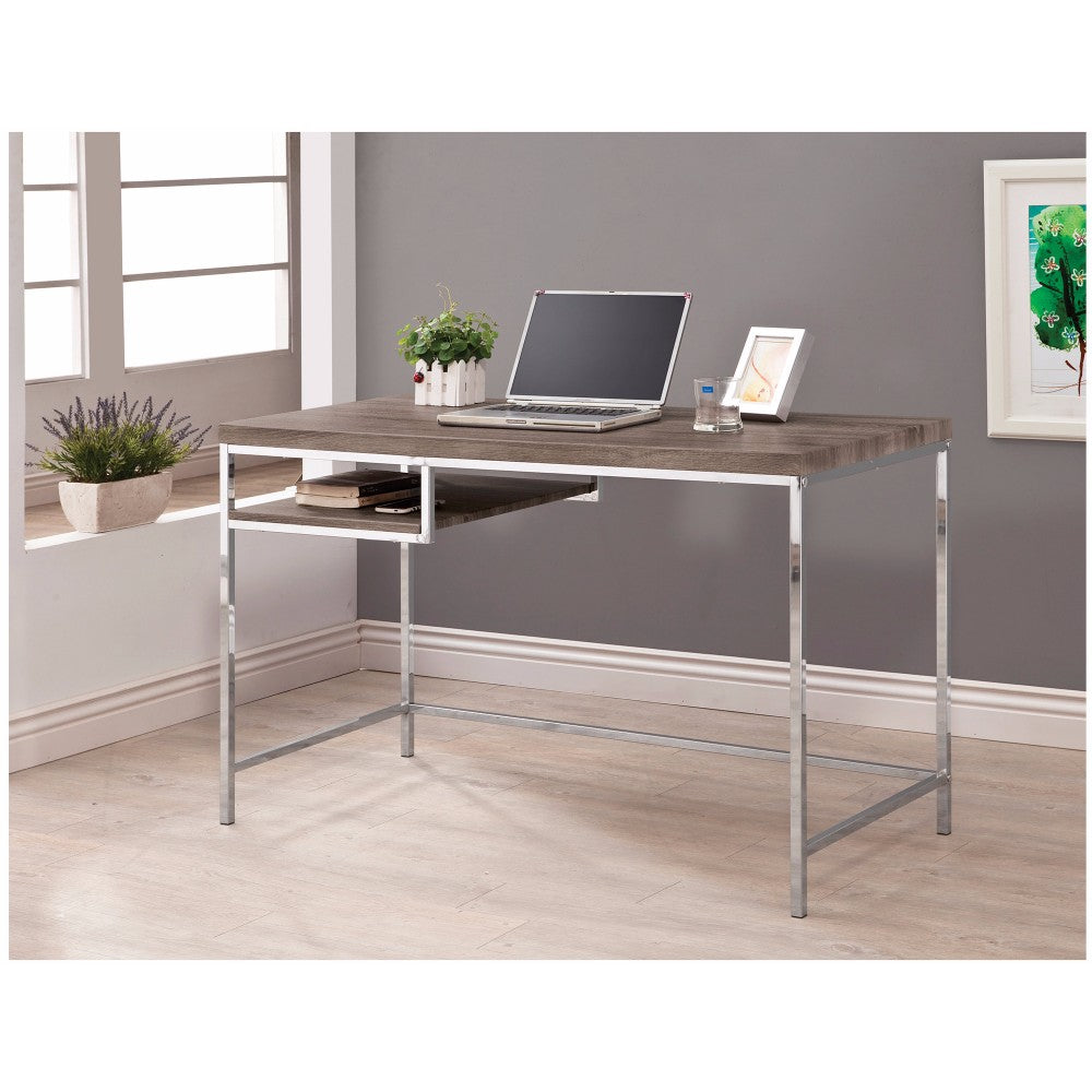 Sleek And Elegant Writing Desk With Shelf, Gray By Benzara | Desks | Modishstore