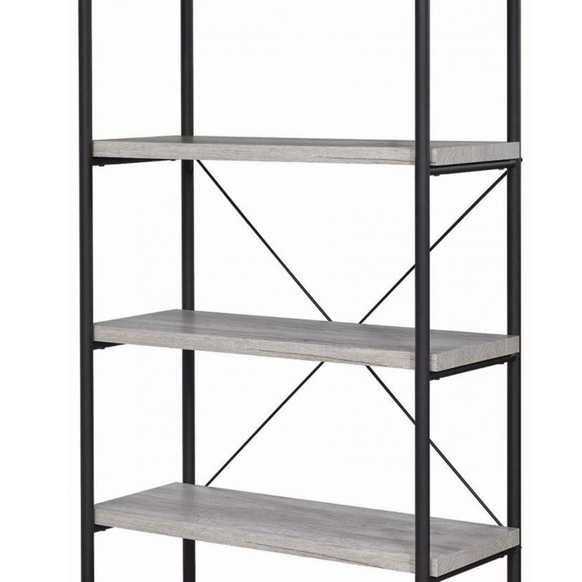 Sophisticated Wood And Metal Open Bookcase, Gray  By Benzara | Bookcases |  Modishstore  - 4
