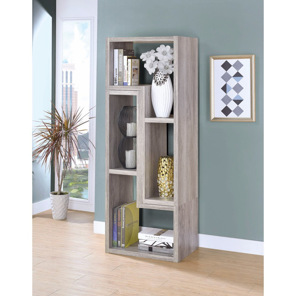 Modern Style Wooden Bookcase, Gray By Benzara | Bookcases | Modishstore