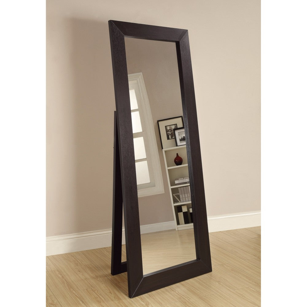 Sophisticated Floor Mirror With Wooden Frame, Brown By Benzara | Mirrors | Modishstore