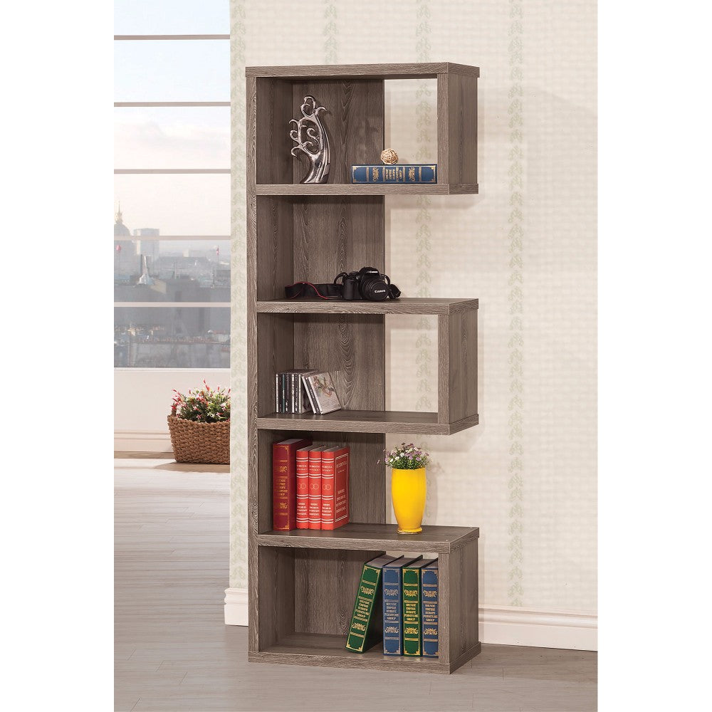 Sturdy Semi-Backless Wooden Bookcase, Gray By Benzara | Bookcases | Modishstore