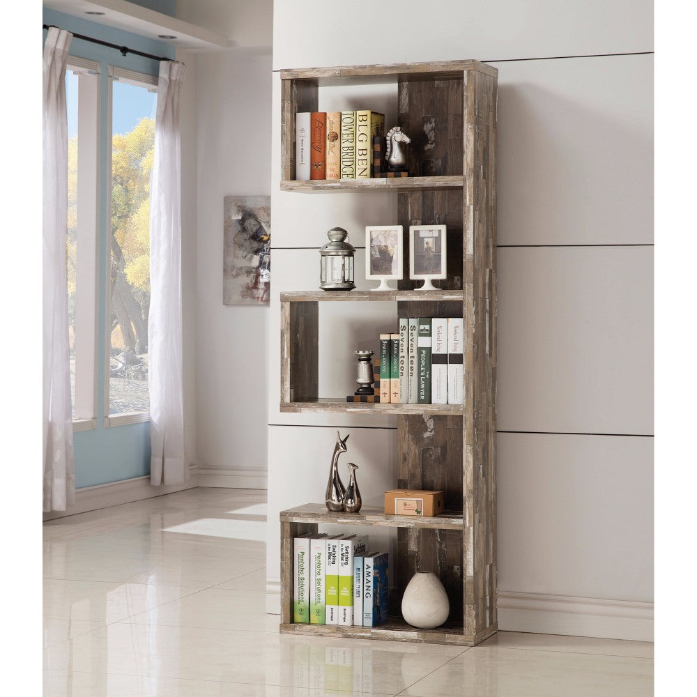 Distressed Wooden Open Bookcase, Brown By Benzara | Bookcases | Modishstore