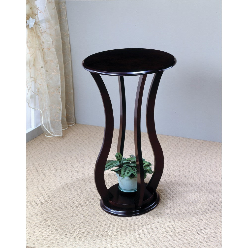 Contemporary Plant Stand With Bottom Storage Shelf, Brown By Benzara | Side Tables | Modishstore
