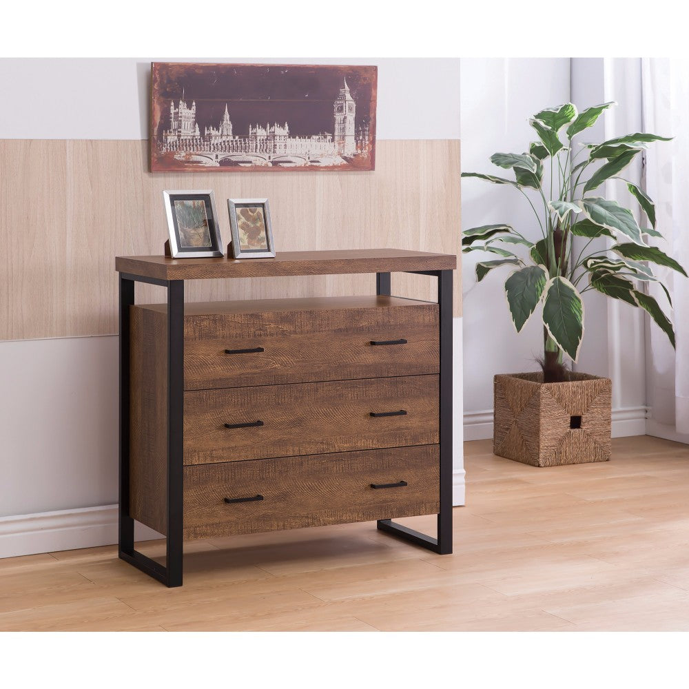 Rectangular Wooden Accent Cabinet With 3 Drawers, Brown By Benzara | Drawers | Modishstore