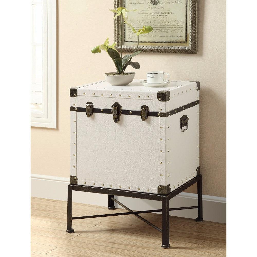 Trendy Trunk Style Accent Side Table, White By Benzara | Side Tables | Modishstore