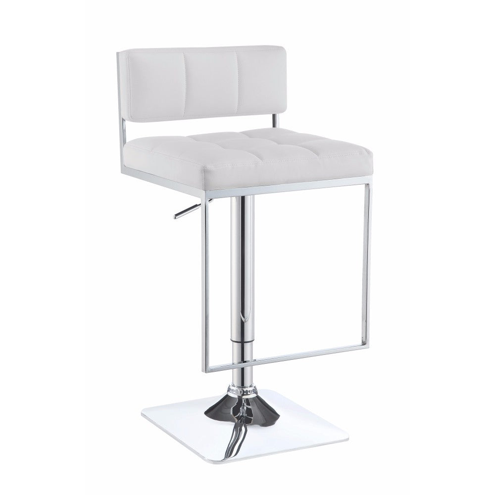 Adjustable Modern Metal Bar Stool, White & Silver By Benzara | Bar Stools | Modishstore