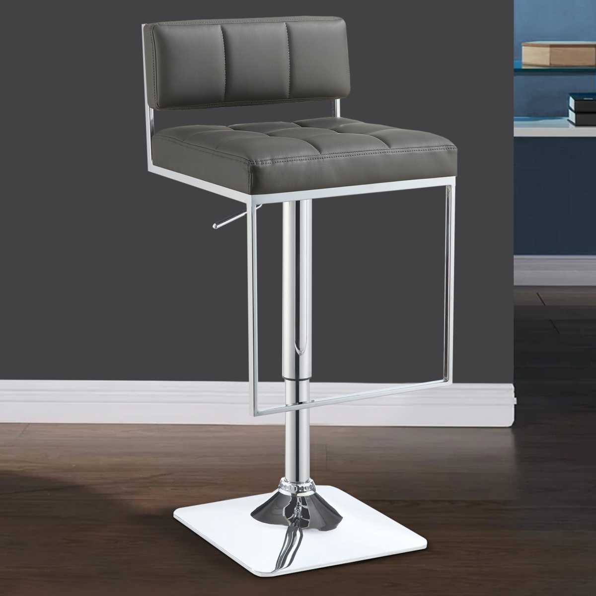 Classic Adjustable Metal Bar Stool, Gray & Silver By Benzara | Bar Stools & Table | Modishstore