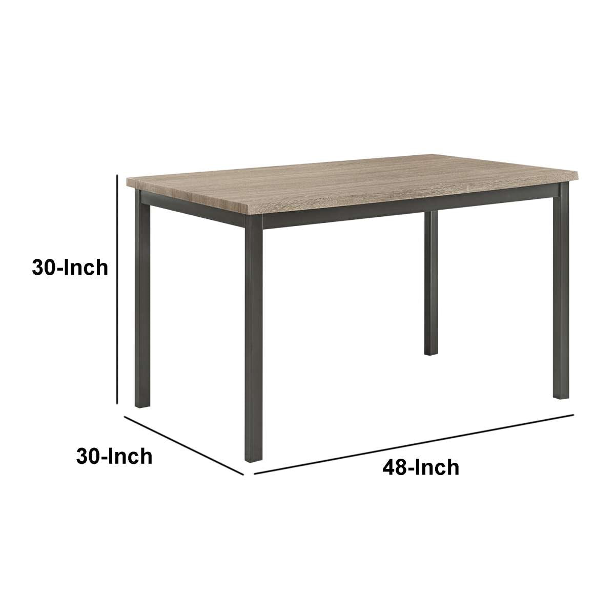 Contemporary Metal Dining Table With Wooden Top, Gray & Black By Benzara | Dining Tables | Modishstore - 6