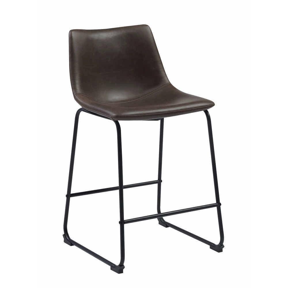 Transitional Contoured Counter Height Stool, Dark Brown, Set Of 2 By Benzara | Counter Stools | Modishstore