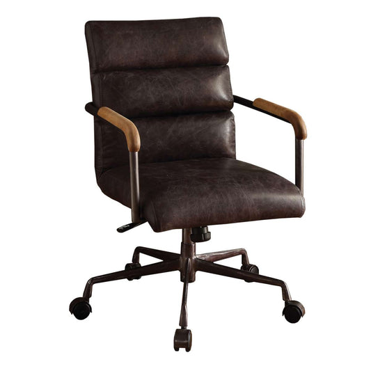 Metal & Leather Executive Office Chair, Antique Brown  By Benzara | Office Chairs |  Modishstore 