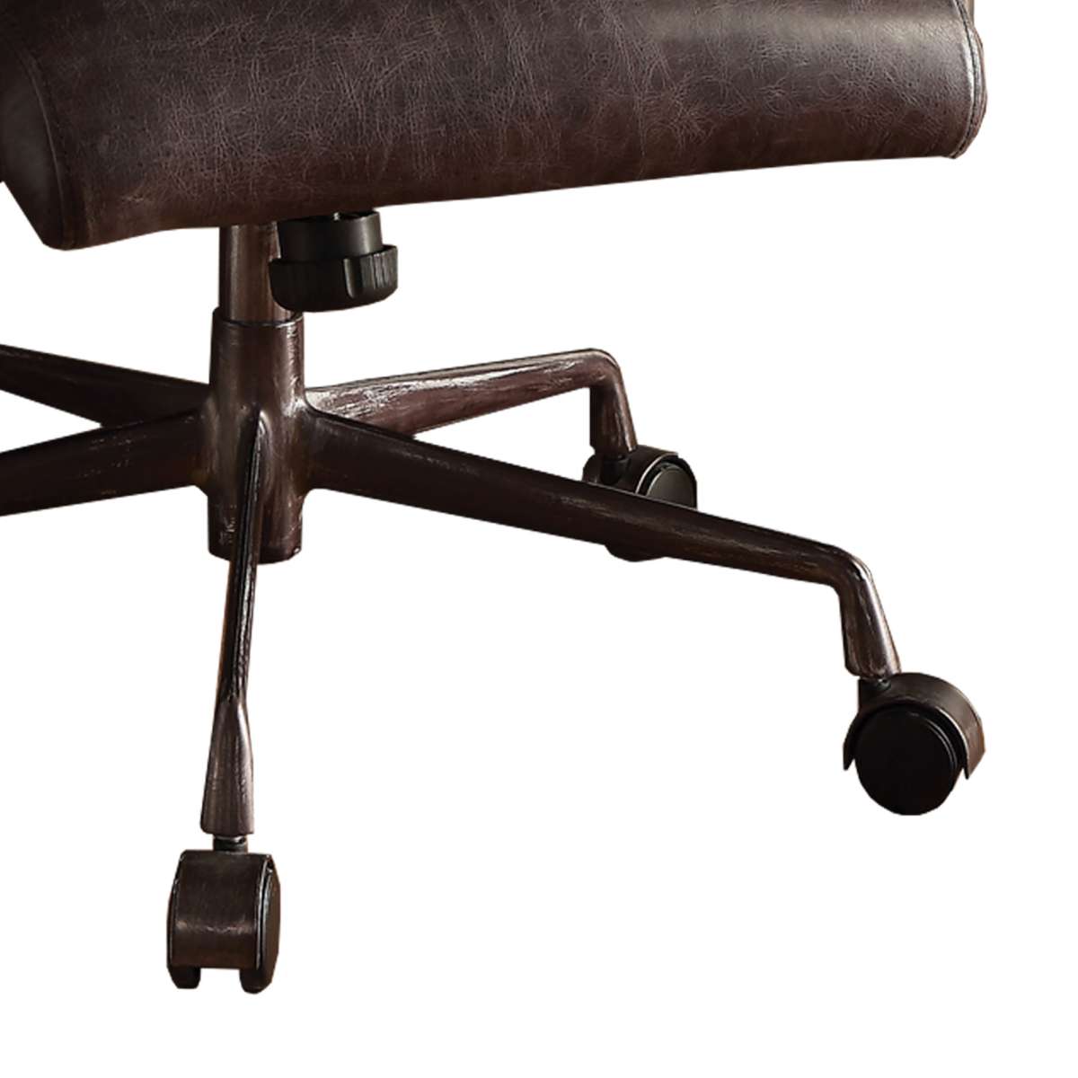 Metal & Leather Executive Office Chair, Antique Brown  By Benzara | Office Chairs |  Modishstore  - 3