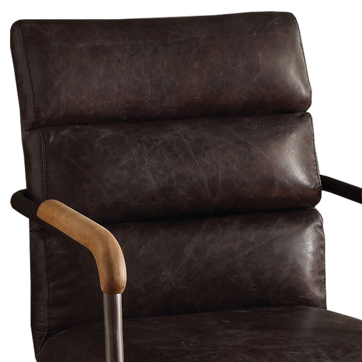 Metal & Leather Executive Office Chair, Antique Brown  By Benzara | Office Chairs |  Modishstore  - 4