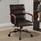 Metal & Leather Executive Office Chair, Antique Brown  By Benzara | Office Chairs |  Modishstore  - 2