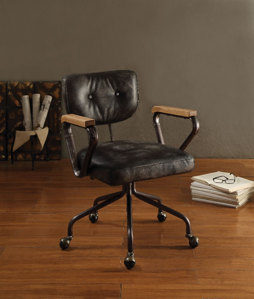 Metal & Leather Executive Office Chair, Black By Benzara | Office Chairs | Modishstore