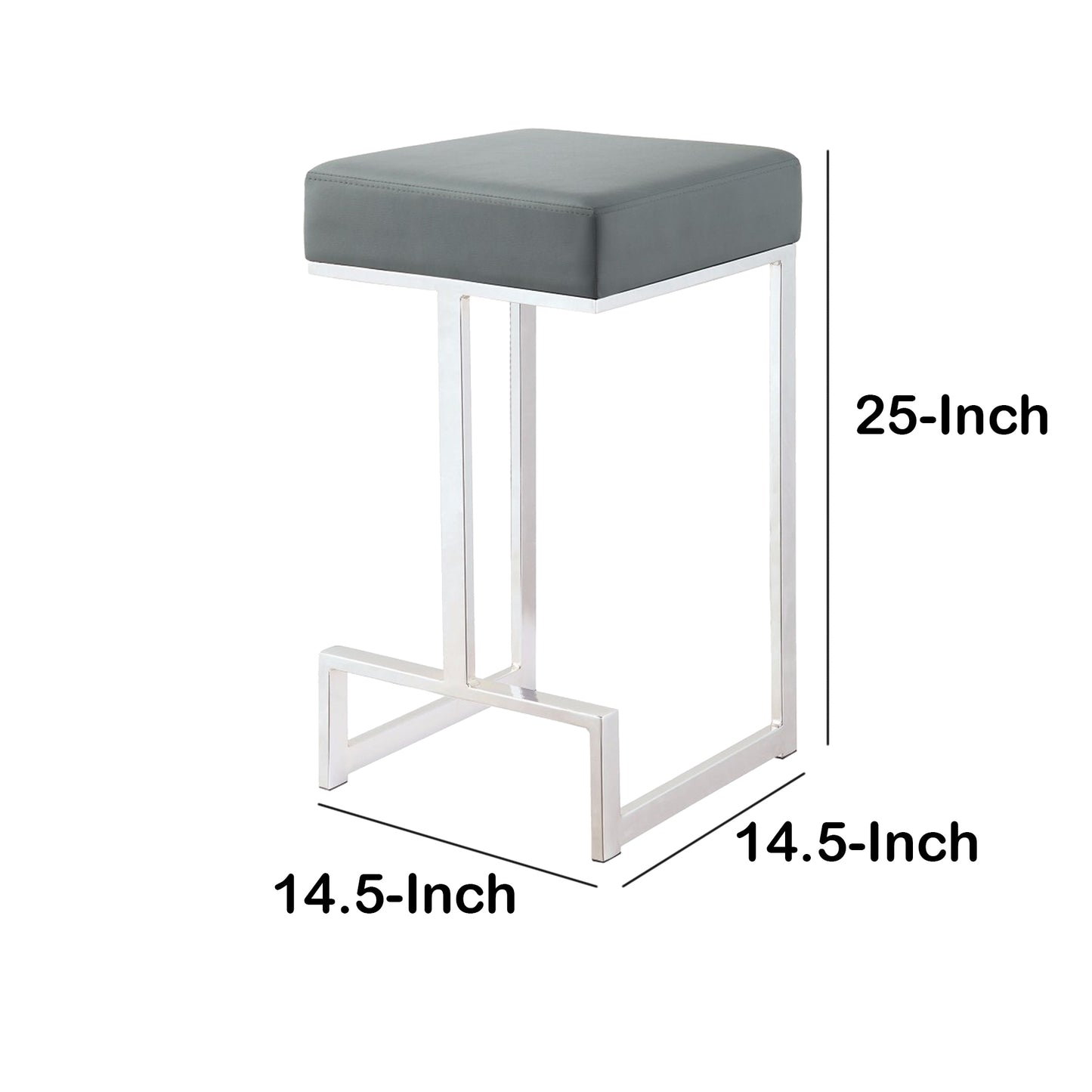 Metal Counter Height Stool, Grey By Benzara | Counter Stools | Modishstore - 6