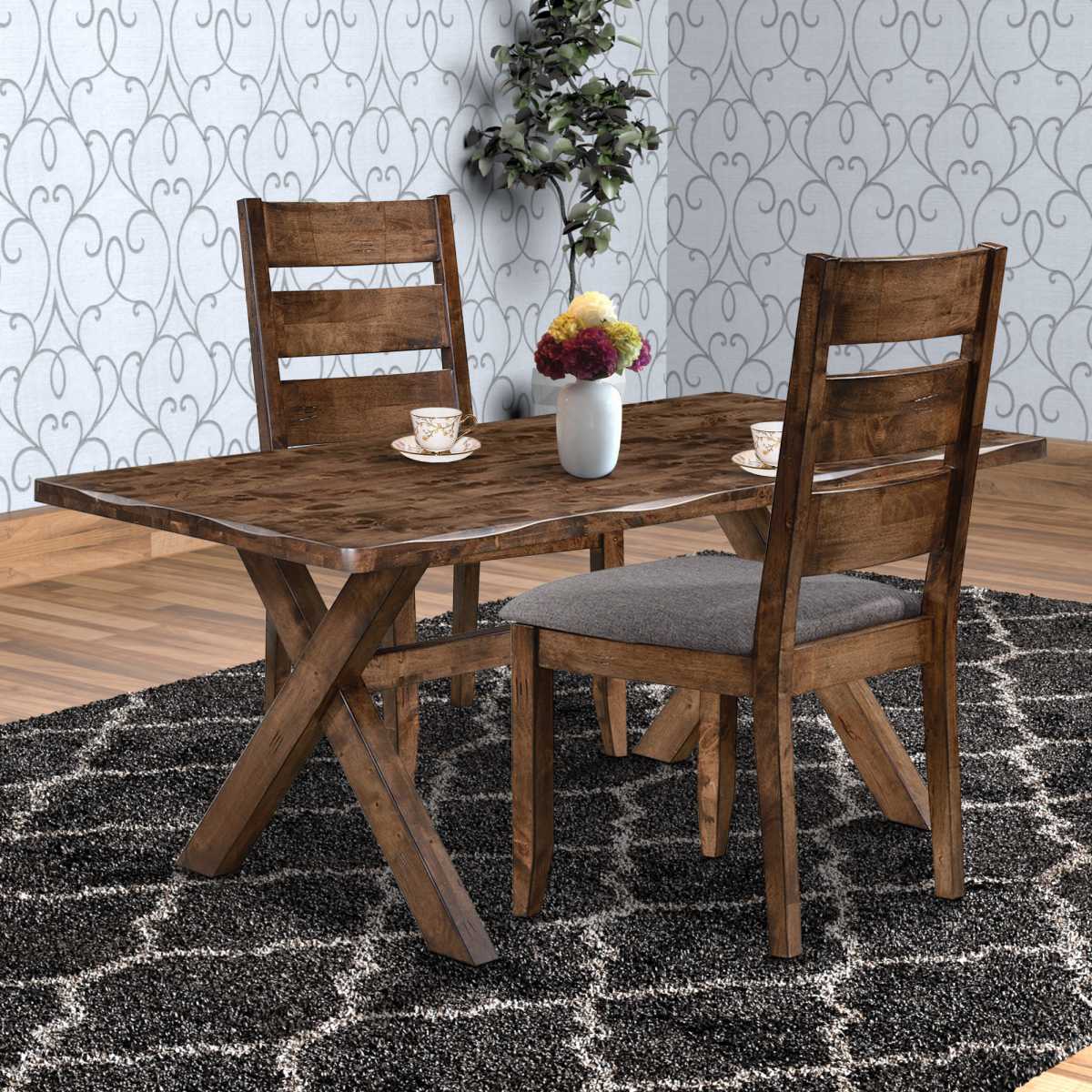 Wooden Ladder Back Dining Chair, Gray & Brown, Set Of 2 By Benzara | Dining Chairs | Modishstore