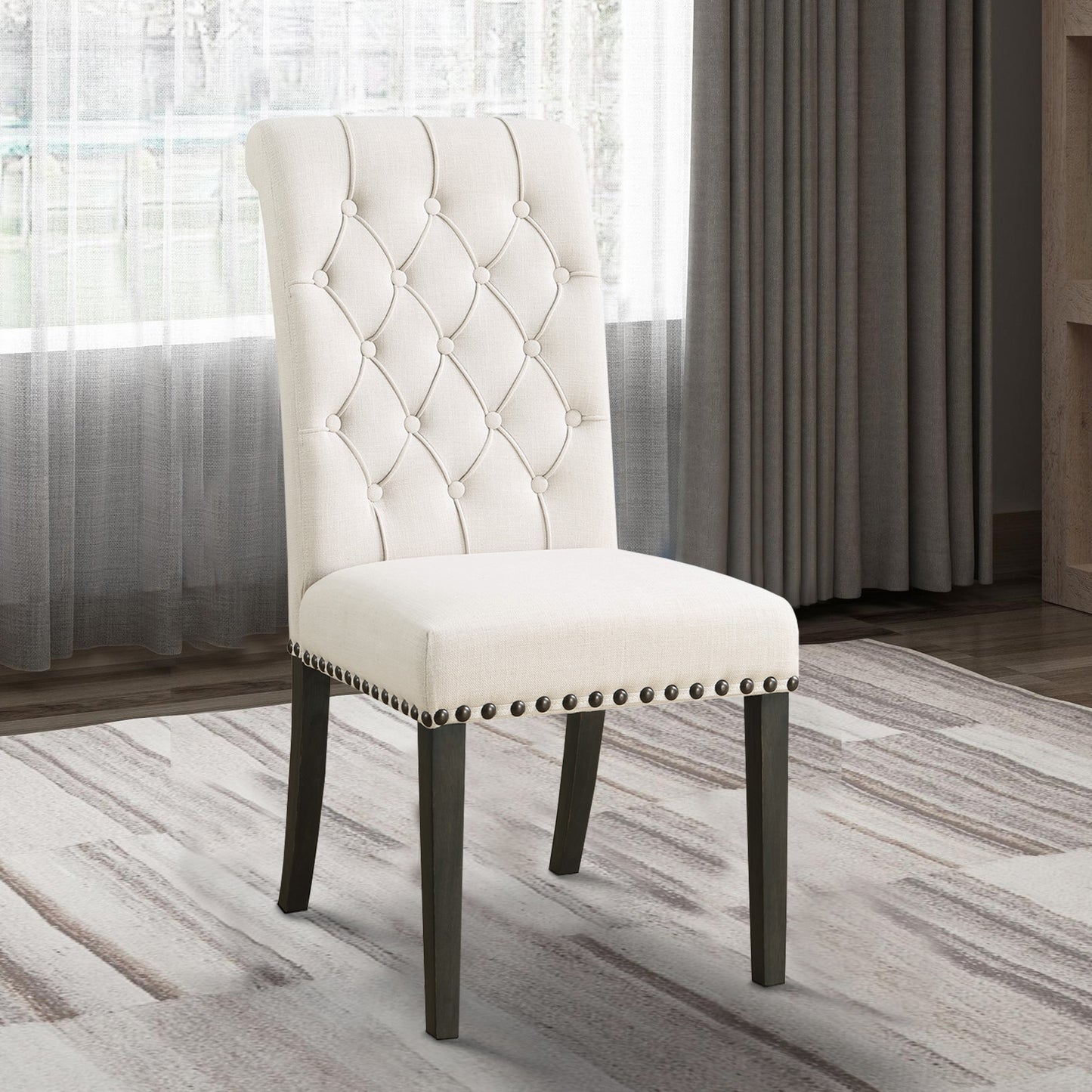 Chic Wooden Dining Side Chair, Beige, Set Of 2 By Benzara | Dining Chairs | Modishstore