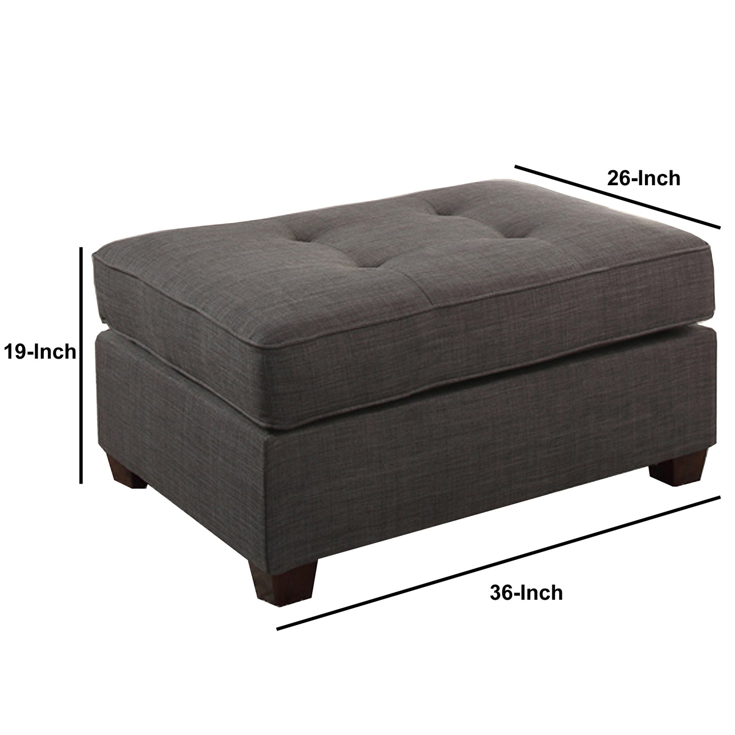Cocktail Ottoman In Dark Gray Dorris Fabric By Benzara | Ottomans | Modishstore - 6