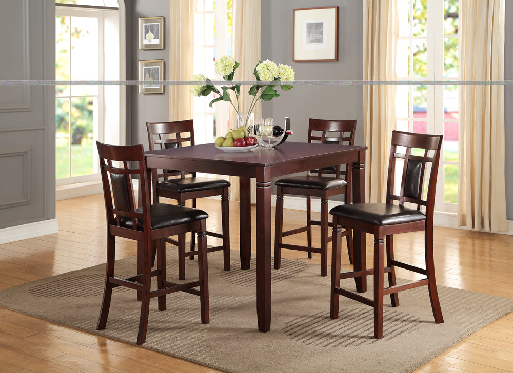 Swish Cashew Wood 5 Pieces Counter Height Dining Set In Brown By Benzara | Dining Sets | Modishstore