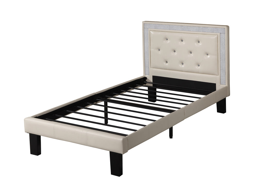 Polyurethane Twin Size Bed In High Headboard In White By Benzara | Beds | Modishstore